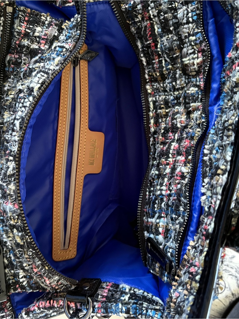 MZ WALLACE Black-Trim Tweed Satchel with Multicolor Weave - Picture 5 of 6